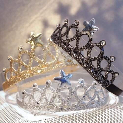 10pcs/lot Gold Color Girls Toddler Newborn Princess Headbands Kids Cute Hairband Headwear Stars Crown Hair Band Accessories