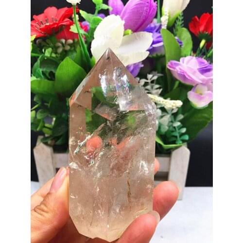 Natural quartz crystal rainbow hand polished post point healing