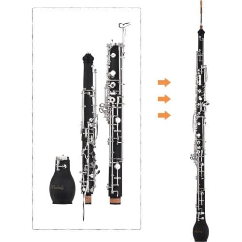 Muslady Professional English Horn Alto Oboe F Key Synthetic Wood Body Silver-plated Keys Woodwind Instrument with Reed Gloves