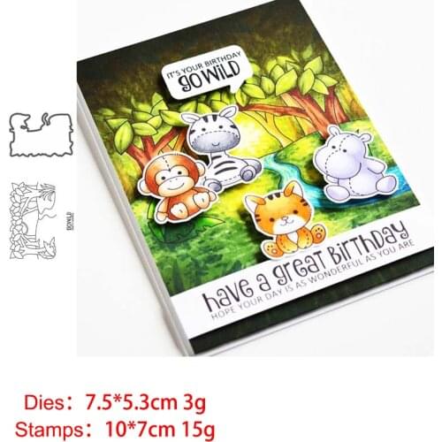 Jungle River Clear Stamps and Metal Cutting Dies DIY Scrapbooking Photo Album Crafts Seal Punch Stencils Stamp and Die Sets