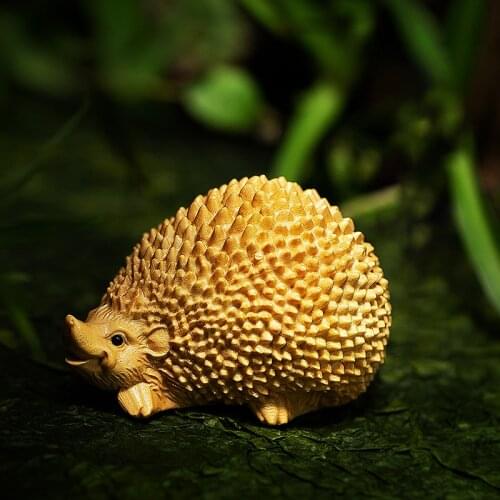 Boxwood 6cm 7cm Hedgehog Sculpture Wood Lucky Animals Statue Feng Shui Toys Home Decor
