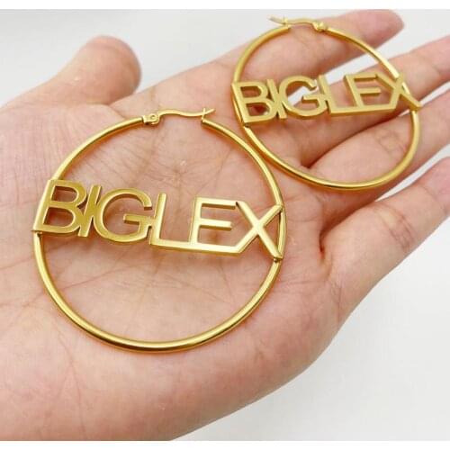 Personalized Custom Name Hoop Earrings For Women Punk Jewelry Stainless Steel Small Circle Baby Earings Fashion Jewelry BFF Gift