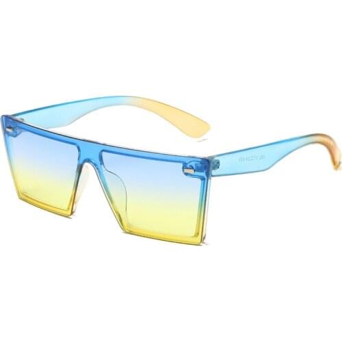 2021 Oversized Square Sunglasses Women Luxury Brand Fashion Flat Top Colorful Clear Lens Sun Glasses Vintage Men Gafas Eyewear