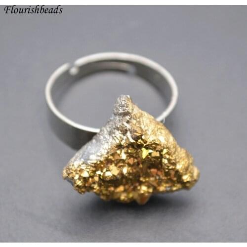 1pc Unique Rough Mineral Druzy Agate Stone Rings Fashion Woman Jewelry