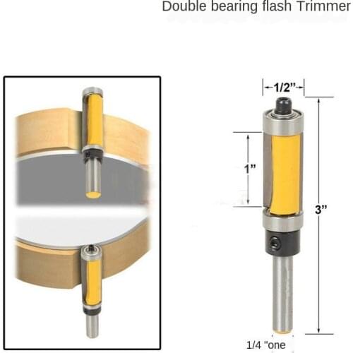 1PC 1/4 Double Bearing Trimming Cutter Straight Router Bit Woodworking Tool Wood Milling Trimming Machine Boring Cutter