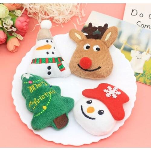 10Pcs/lot Plush Cartoon Christmas SeriesPadded Patches Appliques For Baby Sock Sewing Accessories DIY Hair Clip Decoration