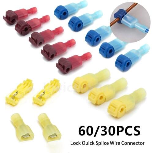 60/30PCS Quick Electrical Cable Connectors Snap Splice Lock Wire Terminal Crimp Wire Connector Waterproof Electric Connector