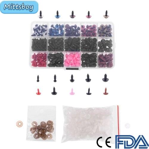744Pcs Screw Combination Black Plastic Crafts Safety Plush Toy Eyes for Bear Soft Toy Animal Doll Amigurumi DIY Accessories Gift