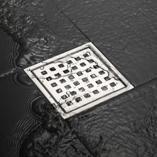 FREE SHIPPING 304 solid stainless steel 110 x 110mm square anti-odor floor drain bathroom shower floor drainer-6624