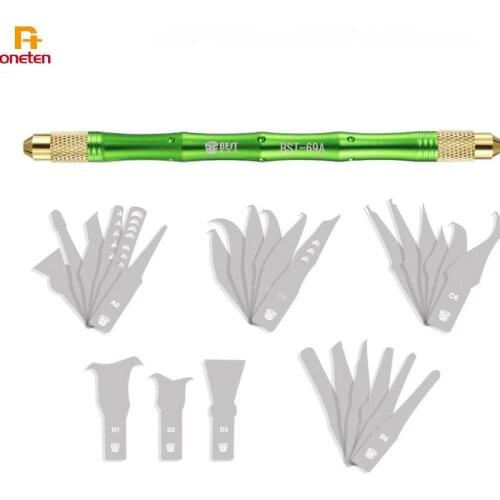 BST-69A Dual-Purpose Handle With 27pcs Knives Craft Cutting Knife For Mobile iPhone CPU BGA Chip Remove Tool Pry Knife Repair