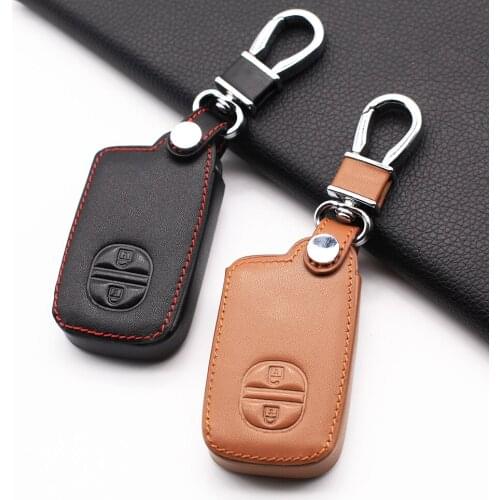 Genuine Leather Car Key Cover For Toyota Camry Highlander Crown Prado Land Cruiser Vitz Prius 2 Buttons Smart Key Protector Case