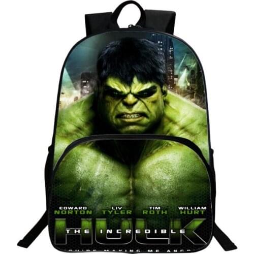 Marvel Superhero Children Boys Girls School Backpack Hulk 16inch Backpack Teens Backpack Surprise Gift Mochilas