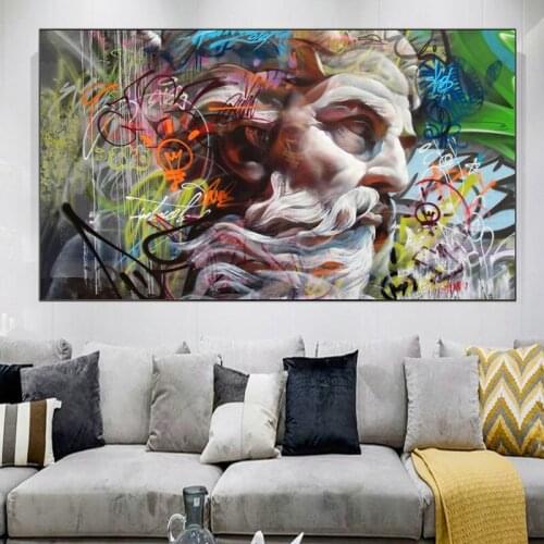 Graffiti Art Street Figure Canvas Paintings Wall Art Famous Sculpture Posters and Prints Modular Pictures for Living Room Decor