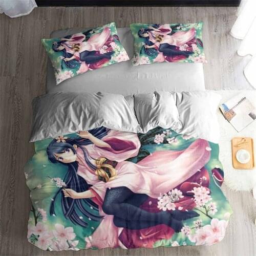 HELENGILI 3D Bedding Set Cartoon Anime cute girl Print Duvet cover set bedclothes with pillowcase bed set home Textiles