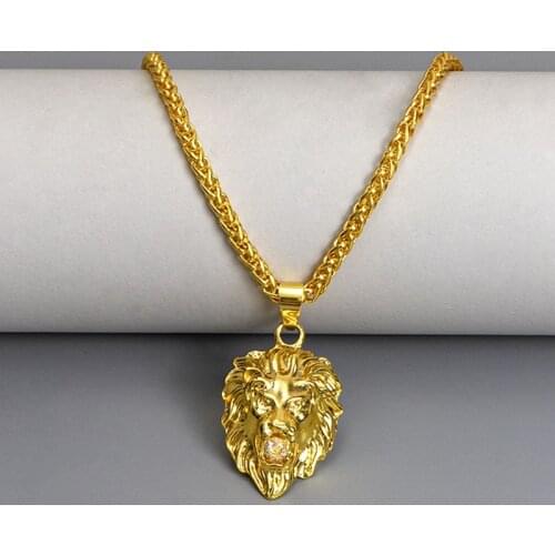 Lion Head Pendant Necklace Rap Hip Hop Chain Fashion Personality Punk Jewelry For Man Male Street Party Accessories
