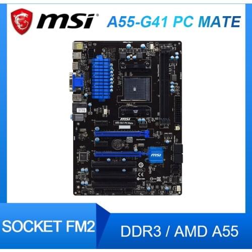 MSI A55-G41 PC Mate Desktop Motherboard AMD A55 Socket FM2+ PCI-E 3.0 SATA II DVI ATX Used Original Mainboard