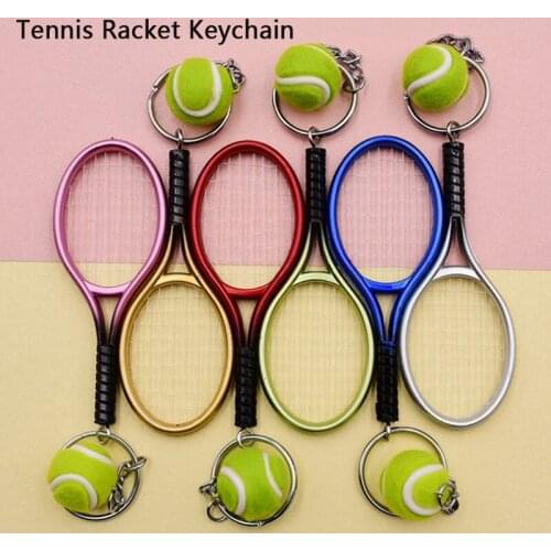 Cute Sport Mini Tennis Racket Pendant Keychain Finder Holer Accessories Gifts
