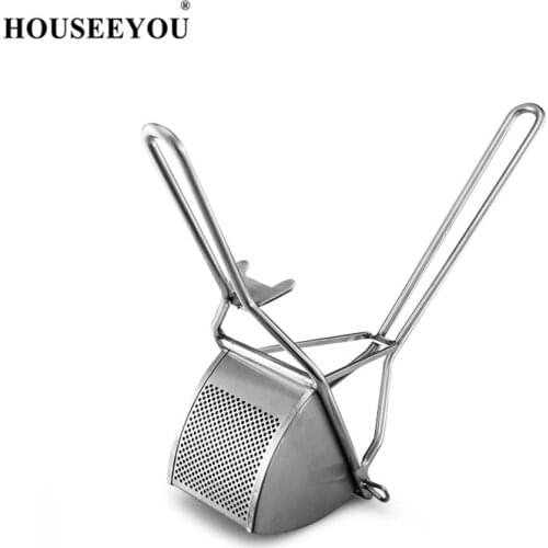 HOUSEEYOU Potato Mashers Orange Squeezer Mud Puree Vegetable Fruits Presses Maker Juicer Multi-Functional Stainless Steel Tools