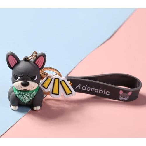 New Style Cartoon Keychains Cute American Bully Pitbull PVC Dog Key Chain Mens And Womens Car Bag Pendant Accessories Key Ring