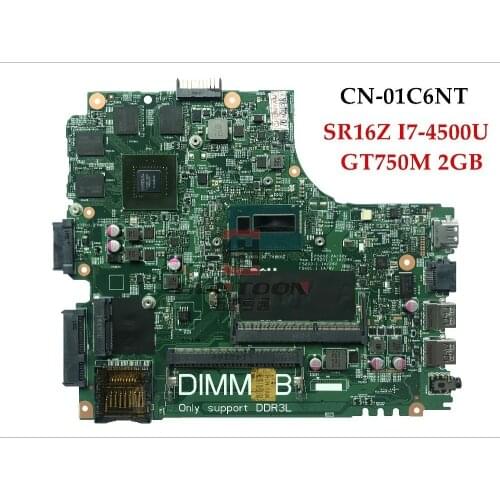 Wholesale CN-01C6NT for Dell Inspiron 3437 5437 laptop Motherboard 1C6NT SR16Z I7-4500U GT750M 2GB DDR3L 100% Fully Tested