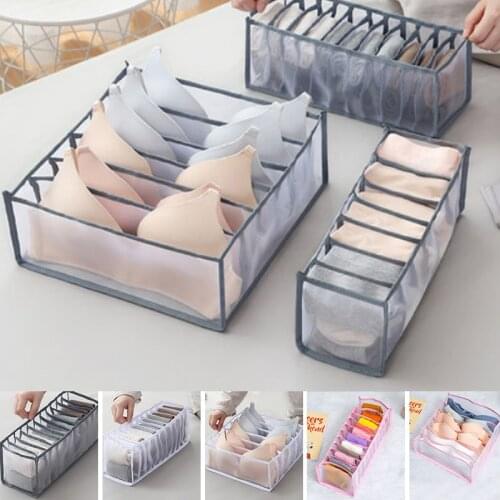 6/7/11 Grids Closet Storage Organizer For Socks Bra Underwear Storage Box Foldable Ties Shorts Wardrobe Drawer Organizer