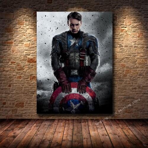 Marvel Superhero Captain America HD Print Poster Canvas Painting Living Room Bedroom Decoration Painting