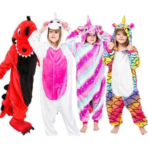4 6 8 10 12 Yrs Boys Animal Pajamas Girls Rainbow Unicorn Pijamas Kids Jumpsuits Girls Overalls Oneises Kids for Boys