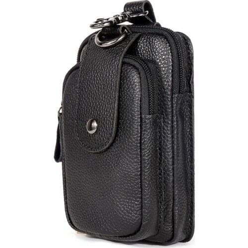 Mens Waist Bags Genuine Leather Mens Belt Bag Fanny Pack Male Waist Pack Money Belt Hip Bag Man Belts Pouch Bags