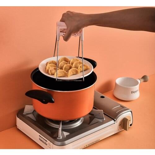 Anti-scald Stainless Steel With Silicone Lifting Plate And Dish Picker Clip Anti-skid Hot Bowl Clip Kitchen Tools