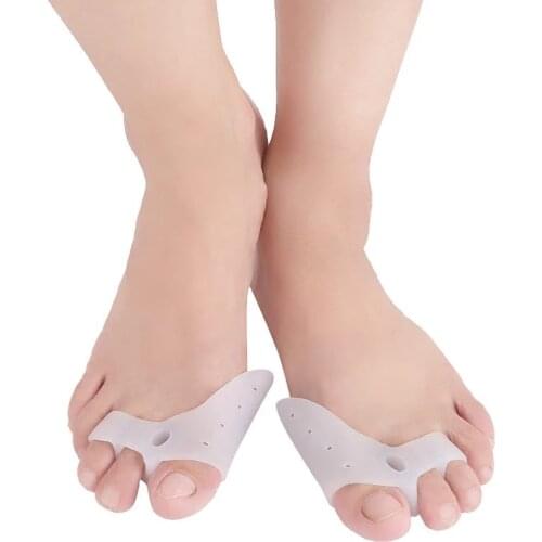 6pcs=3pairs Gel Foot Finger Two Hole Separator Bunion Silicone Big Toe Straightener Thumb Valgus Protector Adjuster Massager