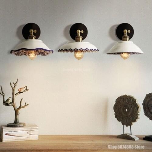 Bedroom Retro Ceramic Wall Lamp Modern Led Restaurant Cafe Wall Light Industrial Lamp Corridor Loft Living Room Home Decor Lamp
