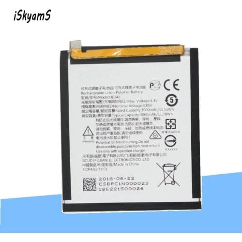 ISkyamS 1x 3000mAh HE342 High Quality replacement Battery For Nokia X6 2018 6.1 Plus TA 1099 X5 TA 1109 5.1 Plus Mobile phone