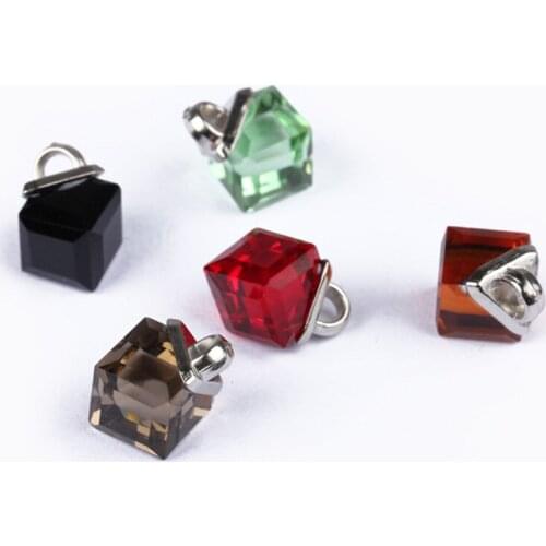 XUNZHE 10Pcs 8 * 14 mm Square Candy color glass + metal shirt button Cheongsam, Hats, Shoes, Sweaters Garment Button diy manual