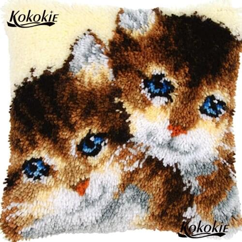 DIY Latch Hook Kit Rug cats throw pillow Cushion Mat Cross Stitch Needlework Crocheting Rug Embroidery 3d carpet