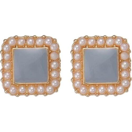 RZ141 S925 Pearl Earrings Tea Earrings Design Sense Riche Retro Bue Ear Clip Simple Cold Wind No Pierced Female