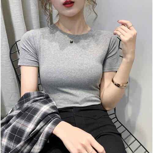 Make pure cotton white T-shirt women cultivate ones morality short sleeve summer dress new western style ins tide black bodice