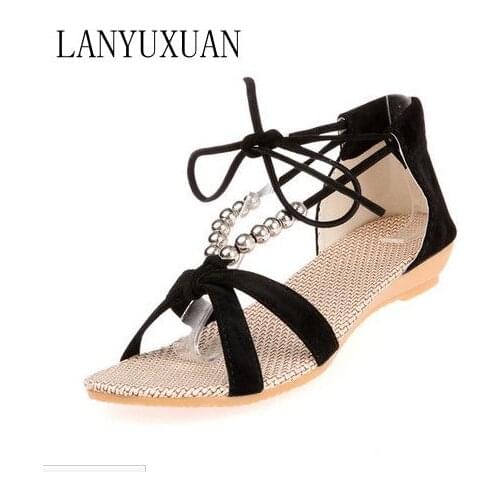2017 Promotion Sale 0-3cm Ladies Shoes Plus Size Shoes Women Sandals Sapato Feminino Summer Style Chaussure Femme 858