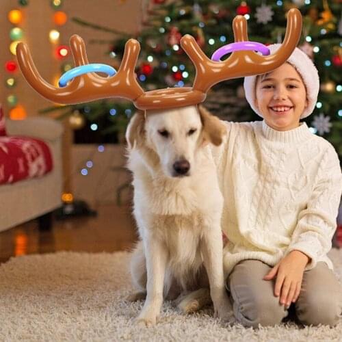 1 Set Inflatable Ring Toss Game Set Develop Childrens Curiosity Creativity Headgear Funny Reindeer Antler Christmas Toy