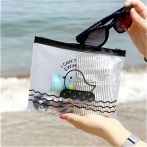 1 PCS Cute Chicken Semi-Transparent PVC Plastic Travel Make Up Cosmetic Swiming Bags Outdoor Holders