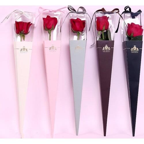10pcs Single Rose Flower Box Flower Gift Boxes PVC Box Bouquet Wrapping Paper Plastic Paper Bags Boxes Cases For Flowers Gifts