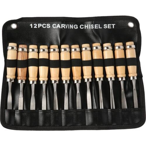 12 Pcs Manual Wood Carving Hand Chisel Tool Set Professional Carpenters Woodworking Carving Chisel DIY Detailed Hand Tools