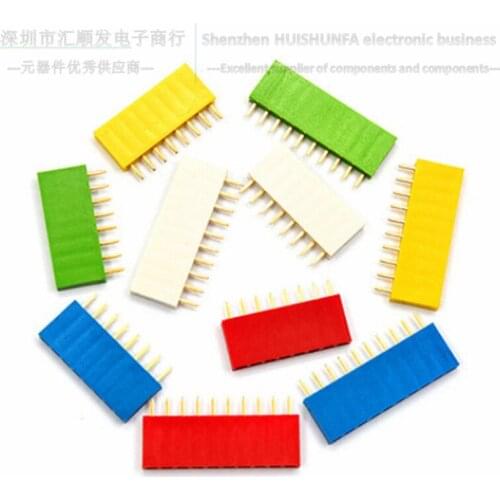 2.54mm spacing color single row female red yellow blue white green row seat 1* 4/5/6/8/10p