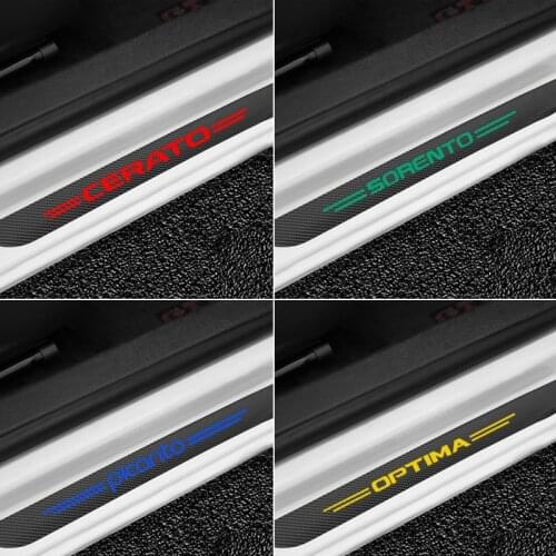 4 Pieces per Set for KIA Optima K3 Cerato RIO SOUL Picanto Carbon Fibre Scuff Plate Door Sill Cover Trim Car Styling Accessories