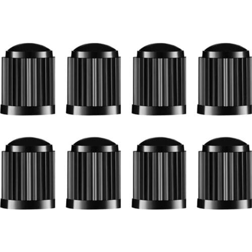 8pcs Tyre Valve Caps, Plastic Car Tire Stem Dust Covers with Seal Ring for SUV, Motorbike, Trucks, Bike, Bicycle, Black