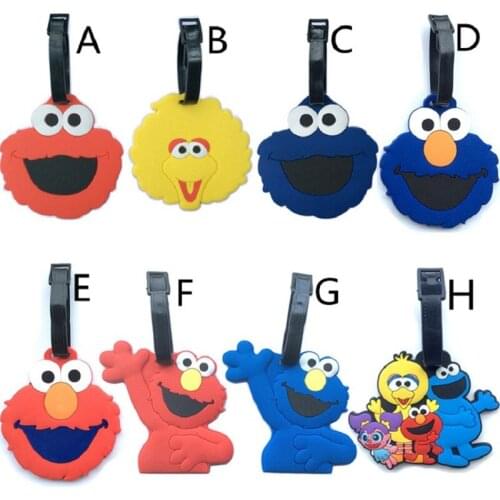 8Style Sesame Street Elmo Creative Silicone Luggage Tag Pendants Hang Tags Tourist Products Toy Figure 1pc