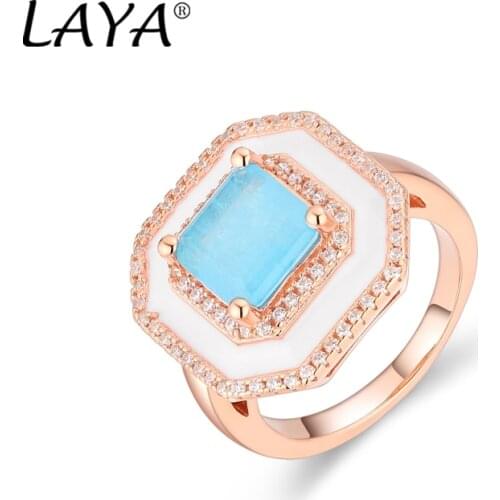 925 Sterling Silver Personality High Quality Zircon Natural Blue Green Fushion Stone Colorful Enamel Ring Women Party Jewelry