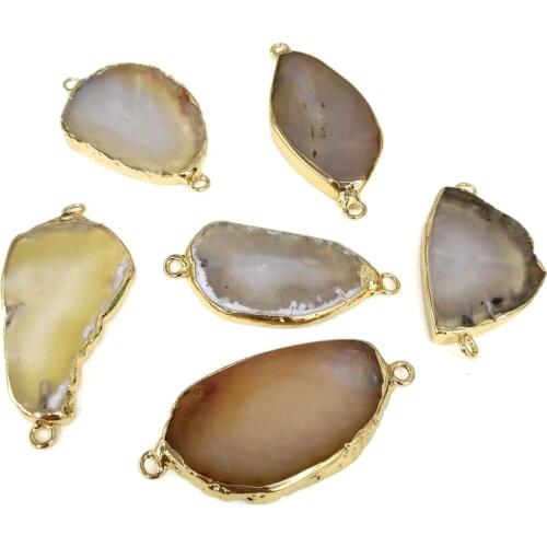Natural Stone Pendant Irregular Shape Agated Charm for Jewelry Making Necklace Accessories Gift for Women Size 22x48-25x52mm