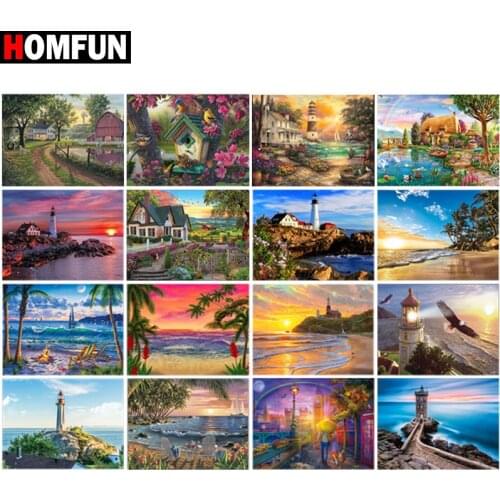 HOMFUN 5D Diamond Embroidery Needlework Kit "Beautiful sunset scenery" Diy Diamond Painting Cross Stitch Home Decoration Gift