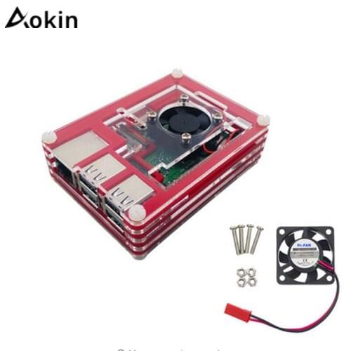 Aokin For Raspberry Pi 3 Enclosure Case 9 Layer Acrylic Cover Shell With Cooling Fan For Raspberry Pi 3 Model B+ Plus