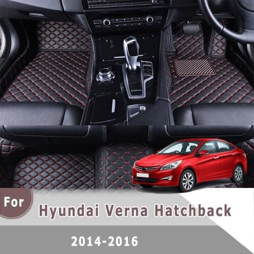 RHD Car Floor Mats For Hyundai Verna Hatchback 2016 2015 2014 Custom Leather Carpet Car Styling Interior Accessories Foot Pad